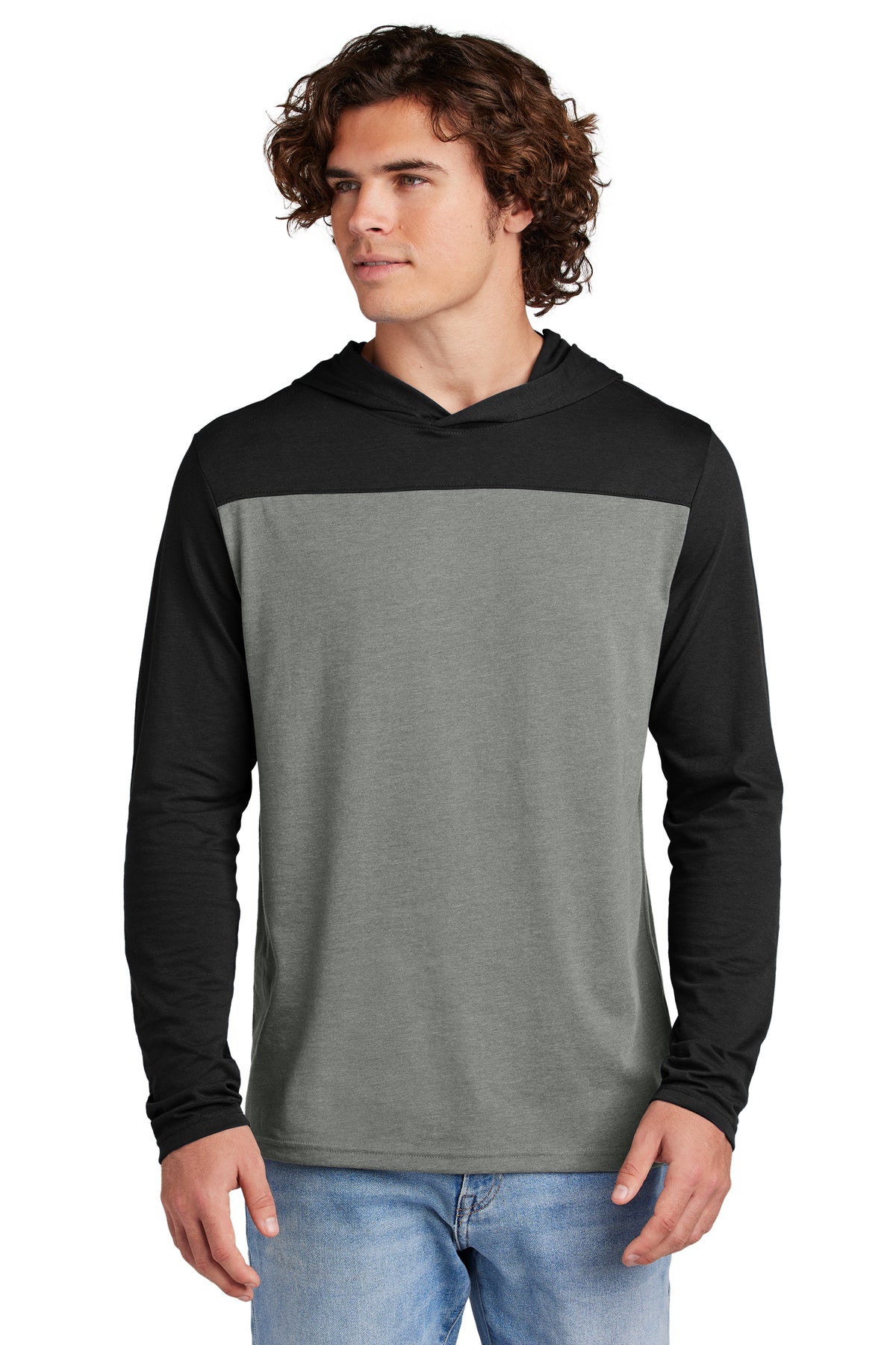 Sport-Tek T6044 Long Sleeve Hoodie Black&Vintage Heather