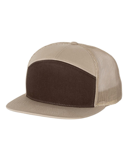 Richardson 168 7 Panel Trucker Hat, Flat Bill Snapback