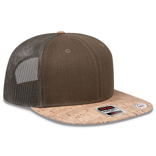 OTTO Cork Brim Snap 6 Panel Pro Style Mesh Back Trucker Snapback Hat